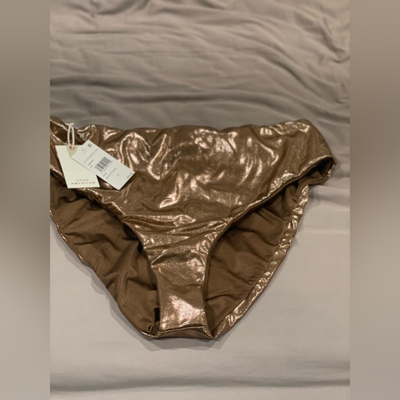 GOOD AMERICAN Bronze Metallic Reversible Bikini Bottom NWT - Picture 3 of 5